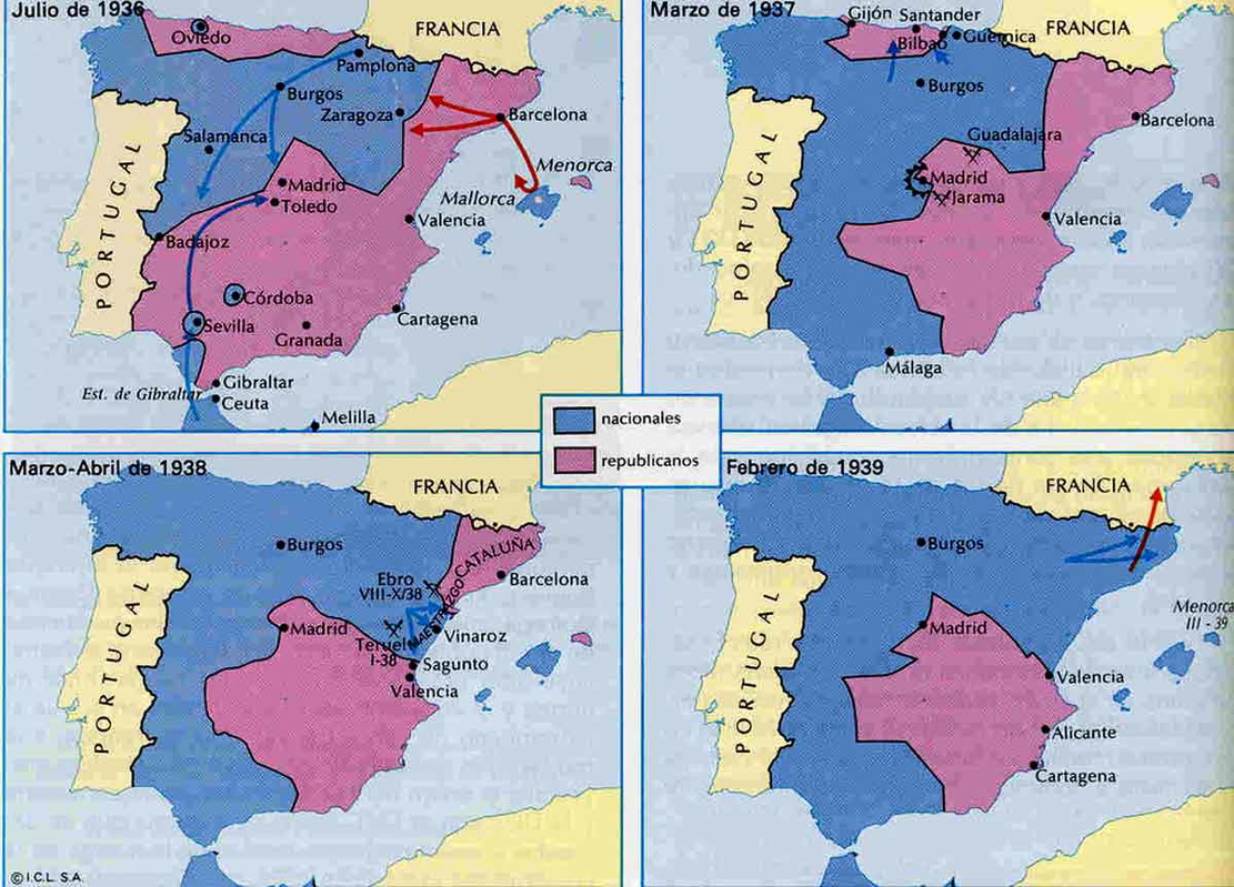 map spanish civil war