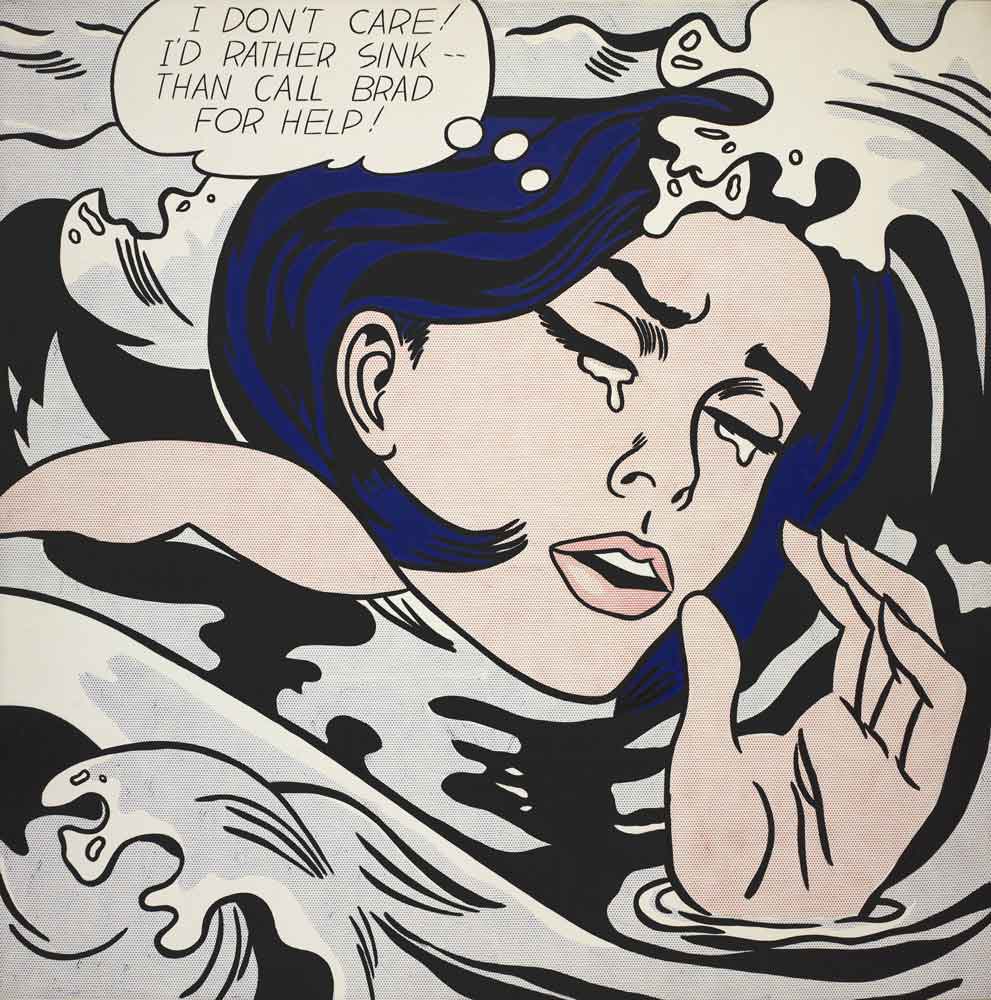 pop artist lichtenstein drowning painting