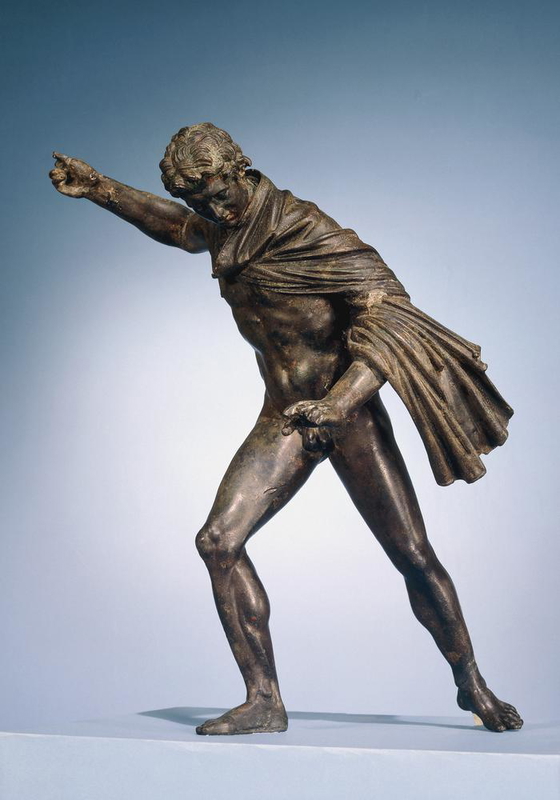 a bronze statuette 45 cm tall possibly of alexander the great hunting with a spear