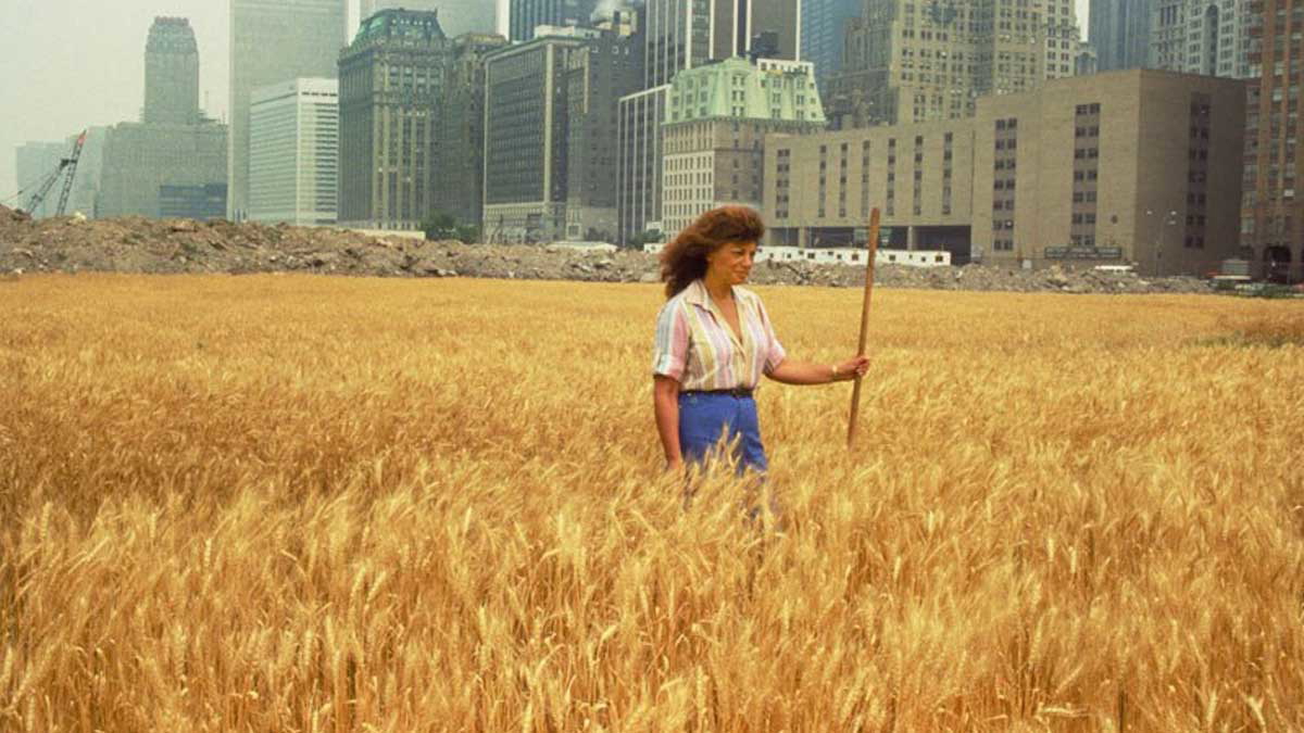 agnes denes wheatfield confrontation 1982