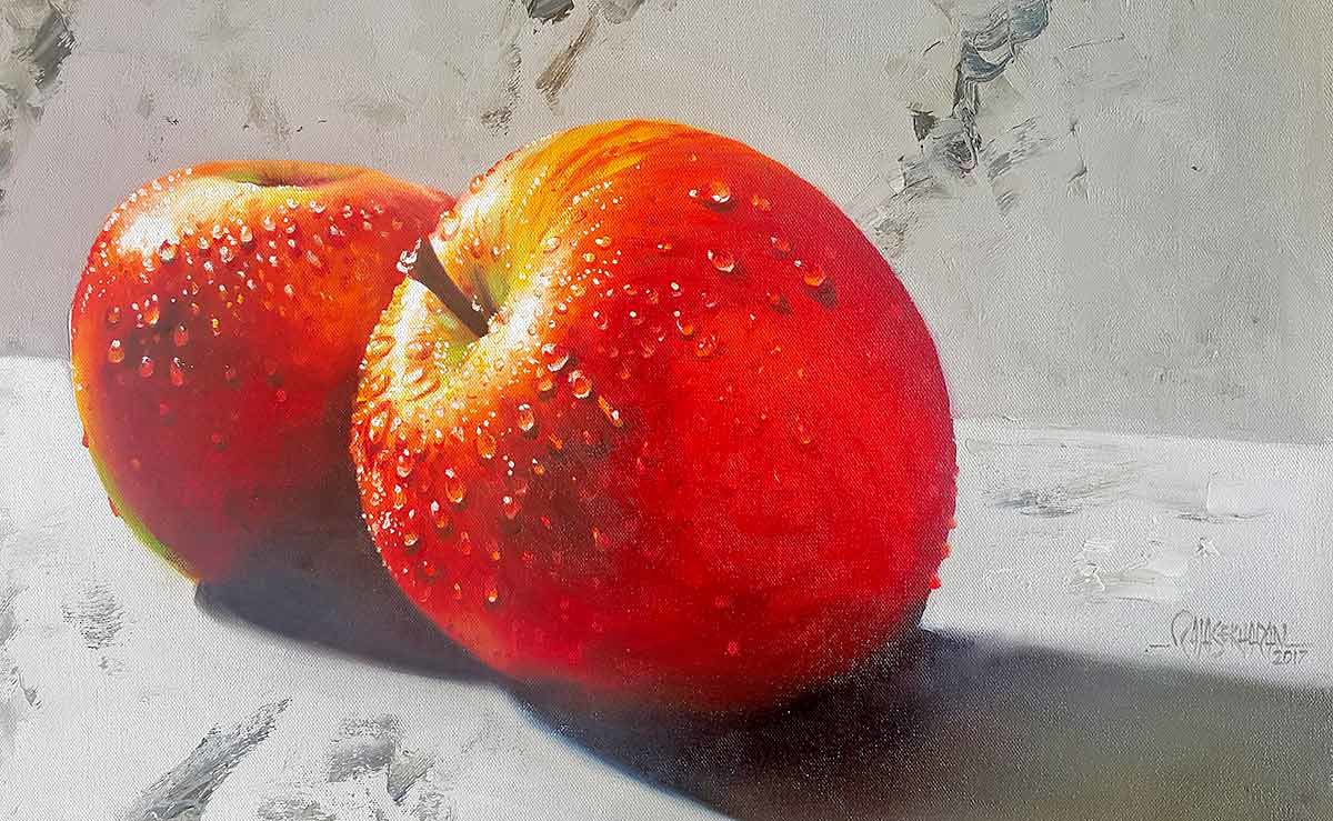 apple painting red