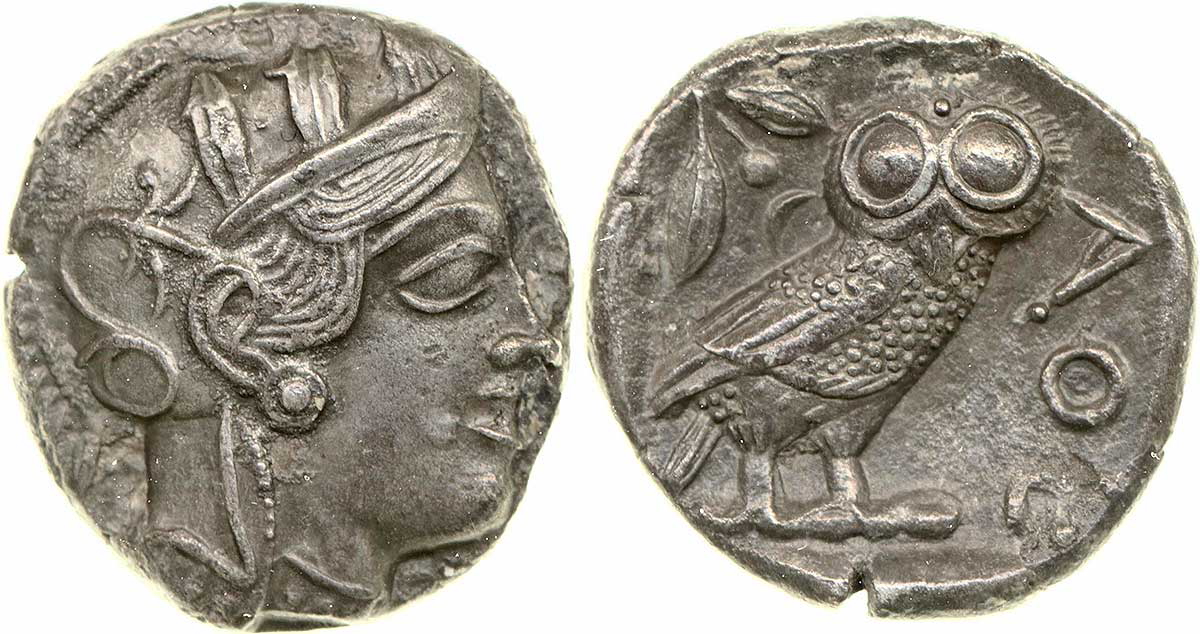 athens ancient silver coin
