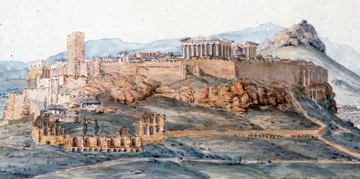 athens from pnyx old drawing