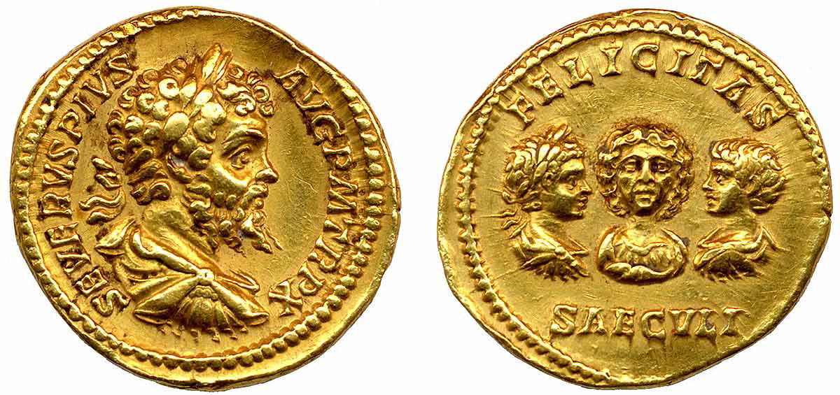 aureus septimius severus caracalla imperial family britishmuseum