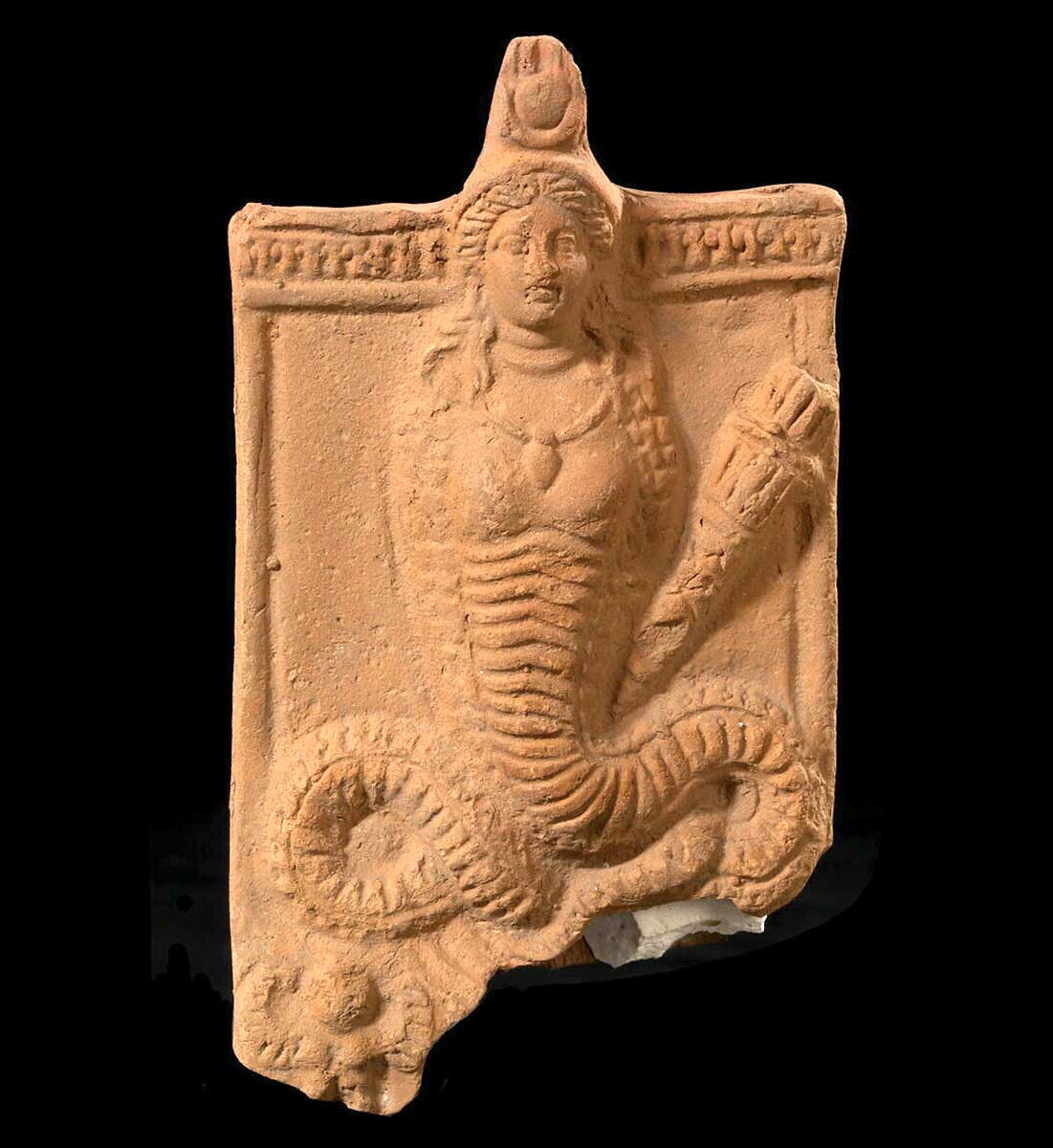 isis snake tablet roman period terracotta goddess egyptian