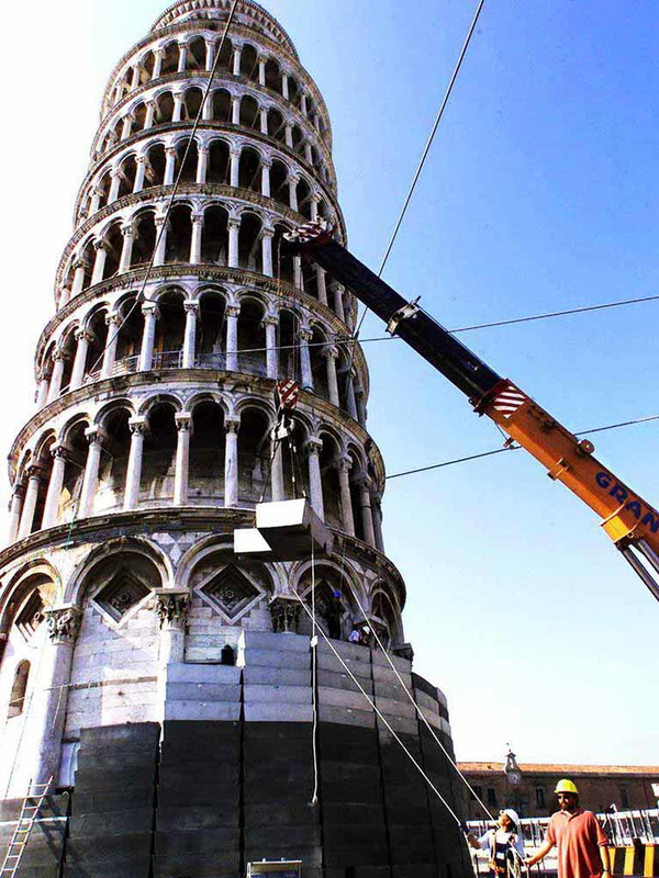 Restoration work on the Leaning Tower of Pisa