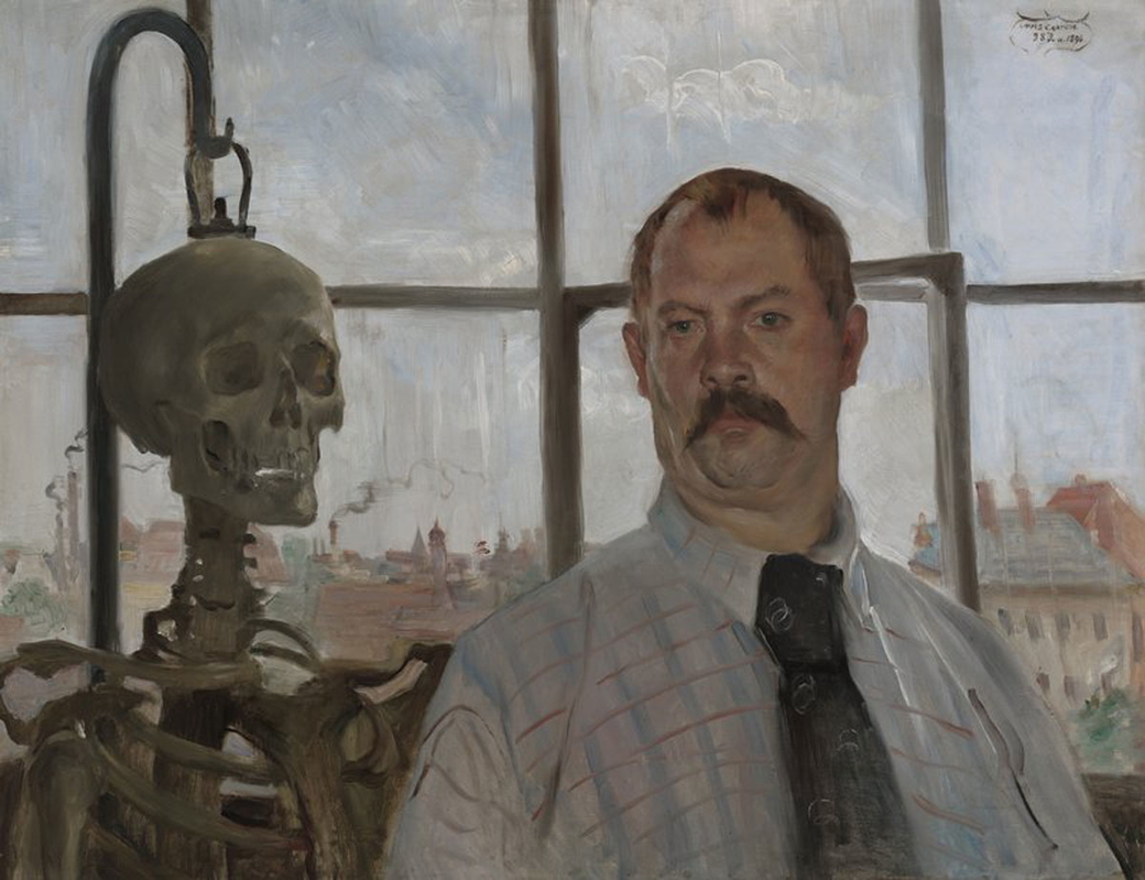 lovis corinth self portrait skeleton painting