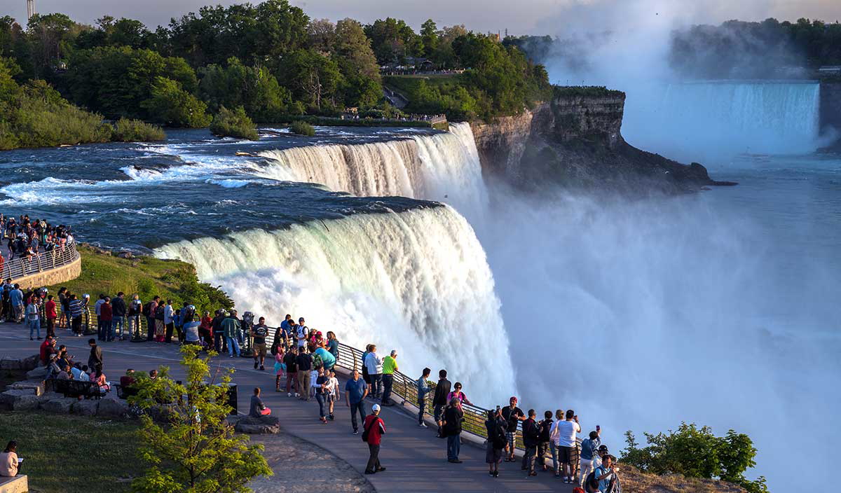 Niagara Falls State Park looking out onto the waterfalls