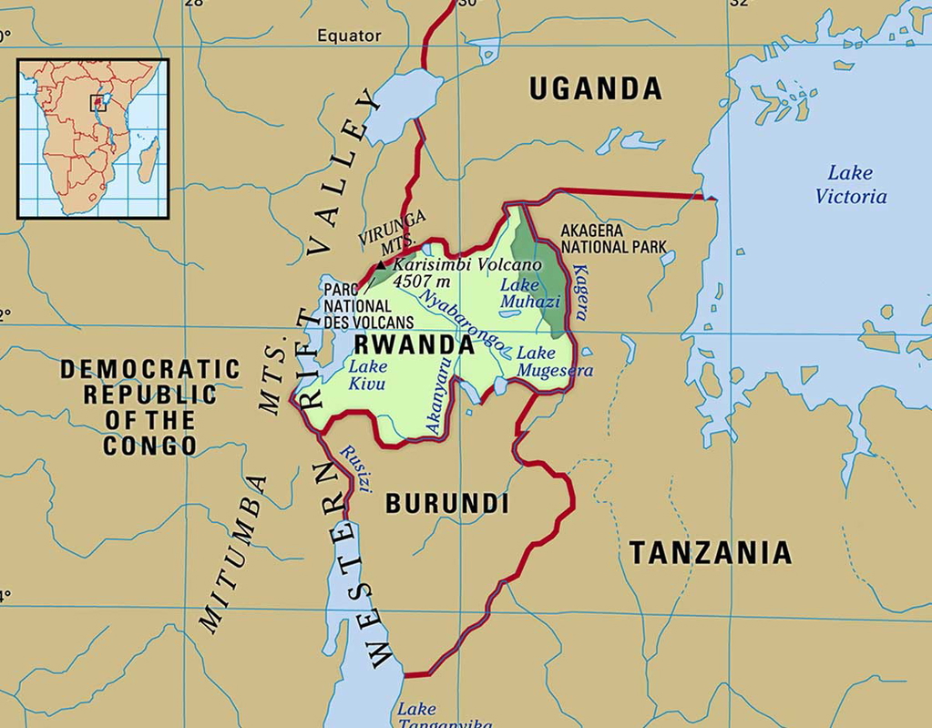 rwanda map africa