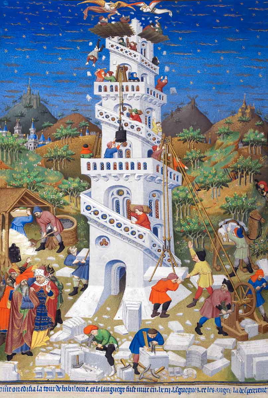 tower babel bedford hours medieval manuscript