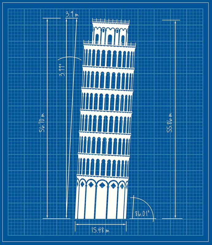 blueprint leaning tower of pisa