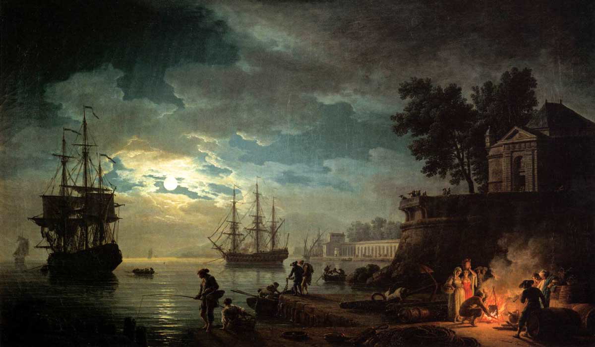 vernet seaport by moonlight