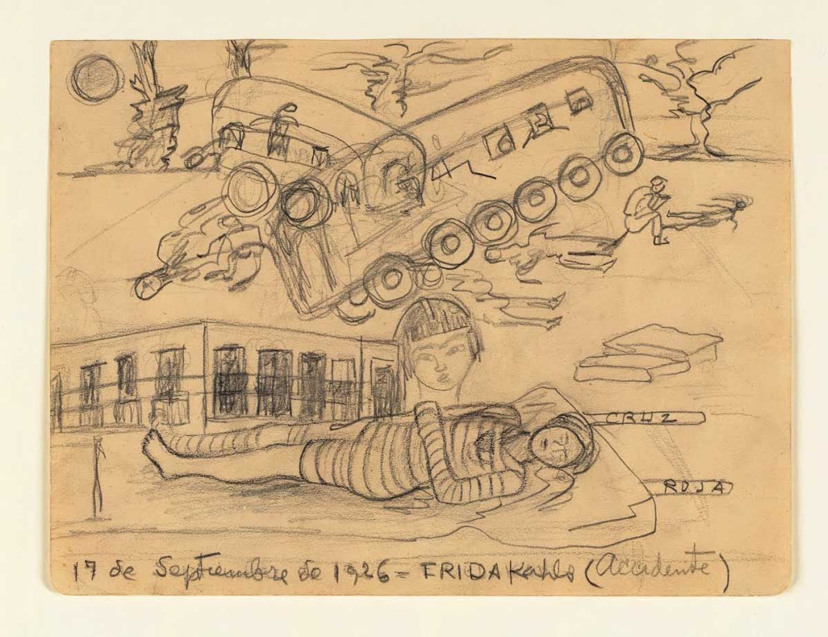 frida kahlo sketch 1926 accident