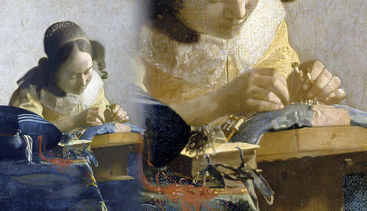 johannes vermeer the lacemaker detail painting