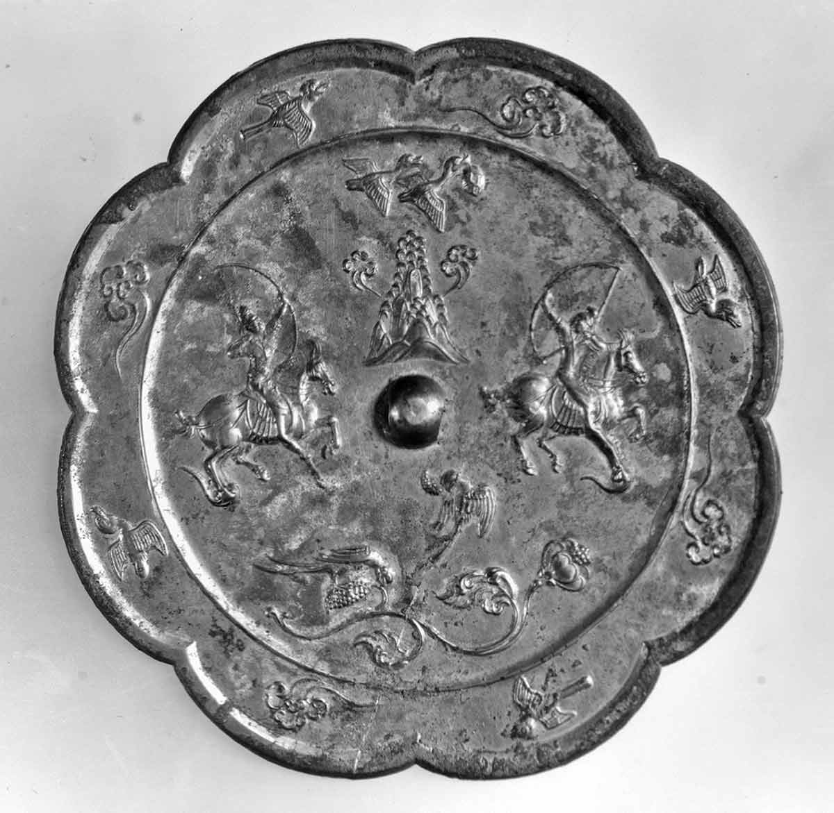 mirror with hunting scene