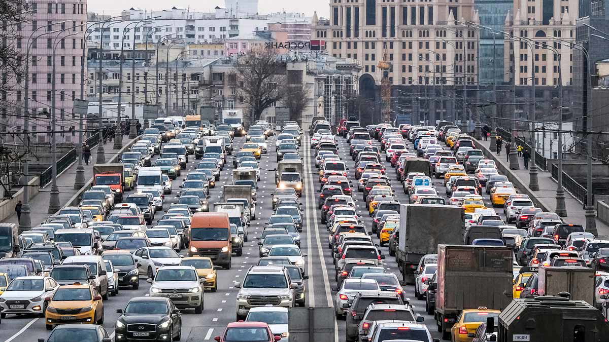 Traffic jam in Moscow, Russia