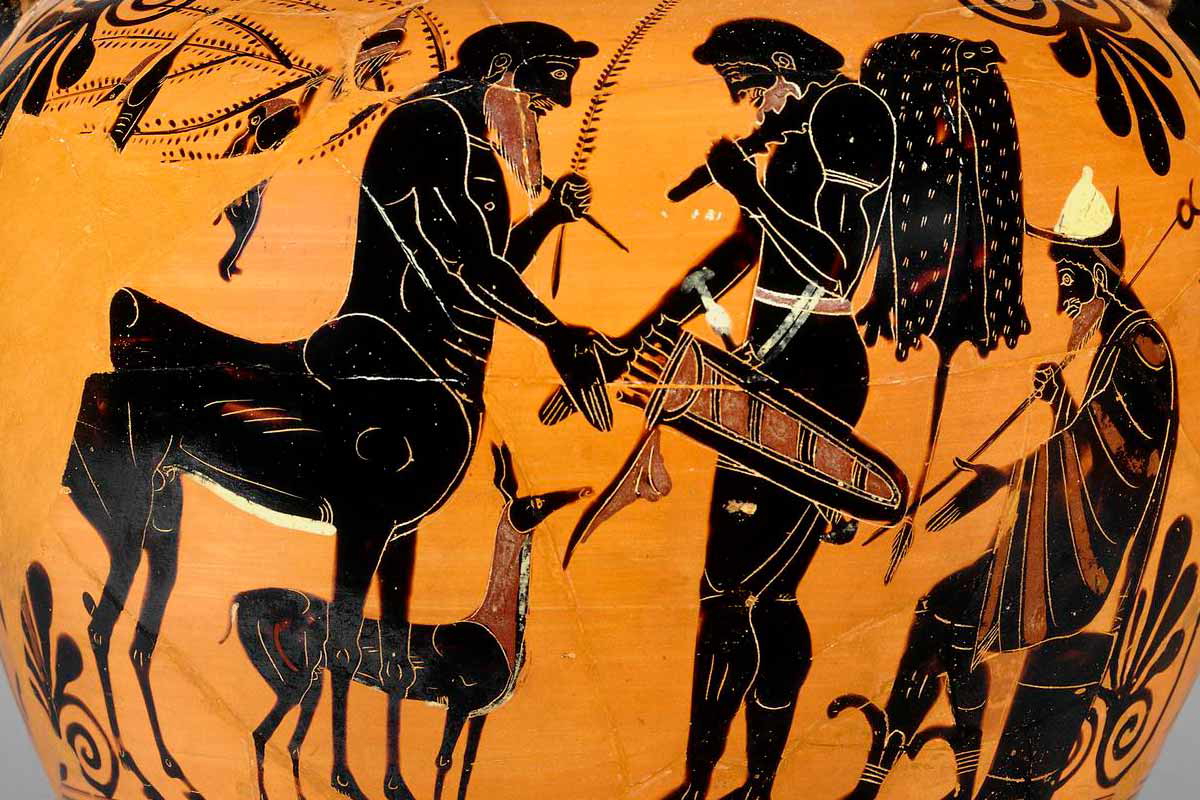 Details of Heracles and Pholus, from an Amphora, 520 BC via the British Museum