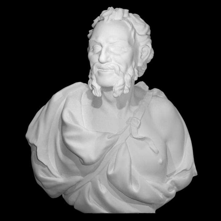 smiling democritus bust