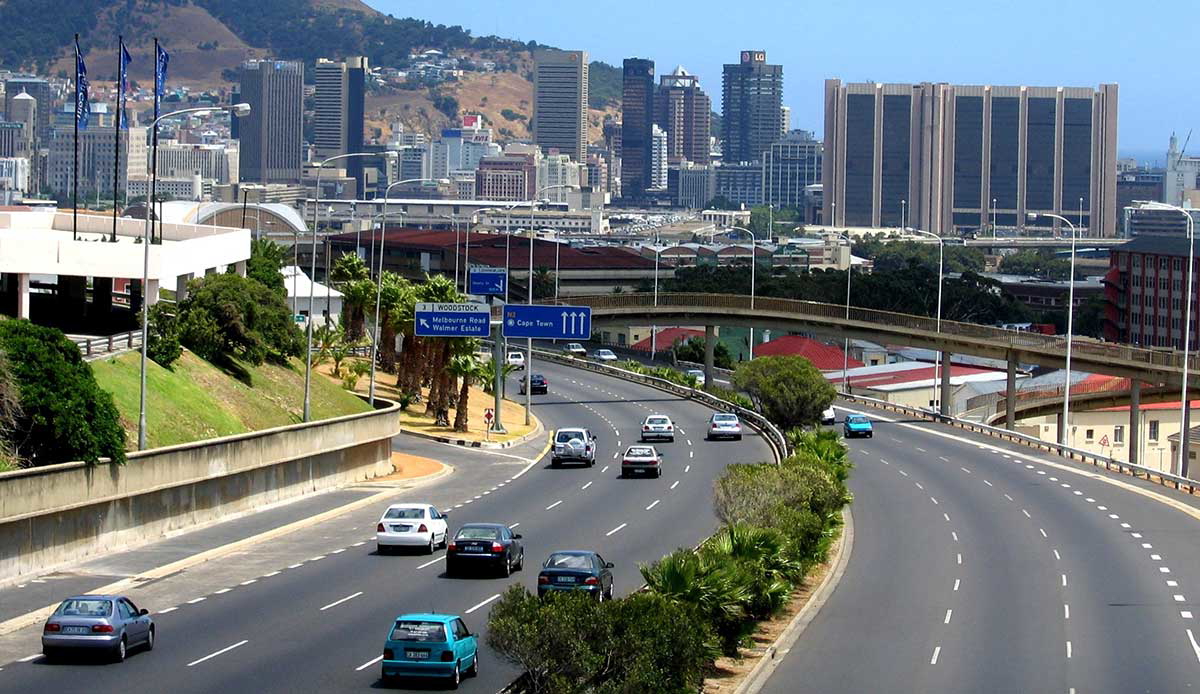 South Africa roads showing left-hand traffic