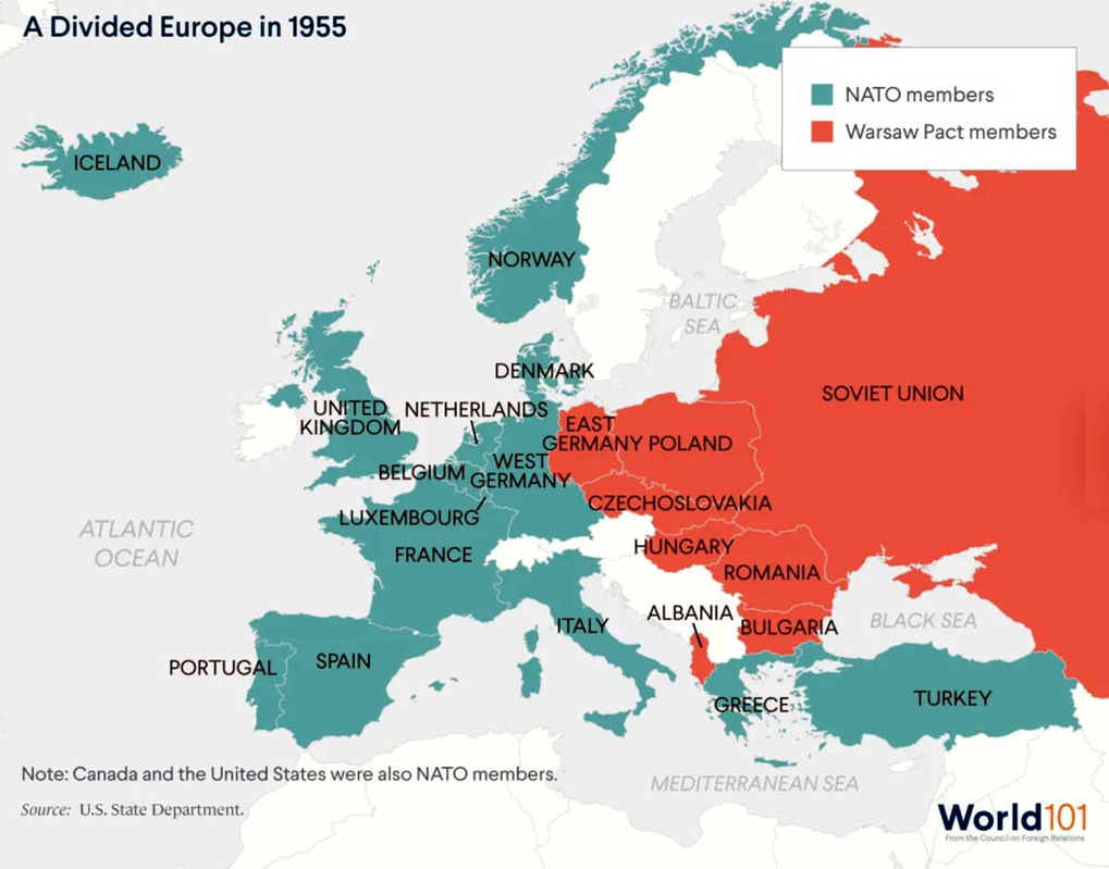warsaw pact map 1955