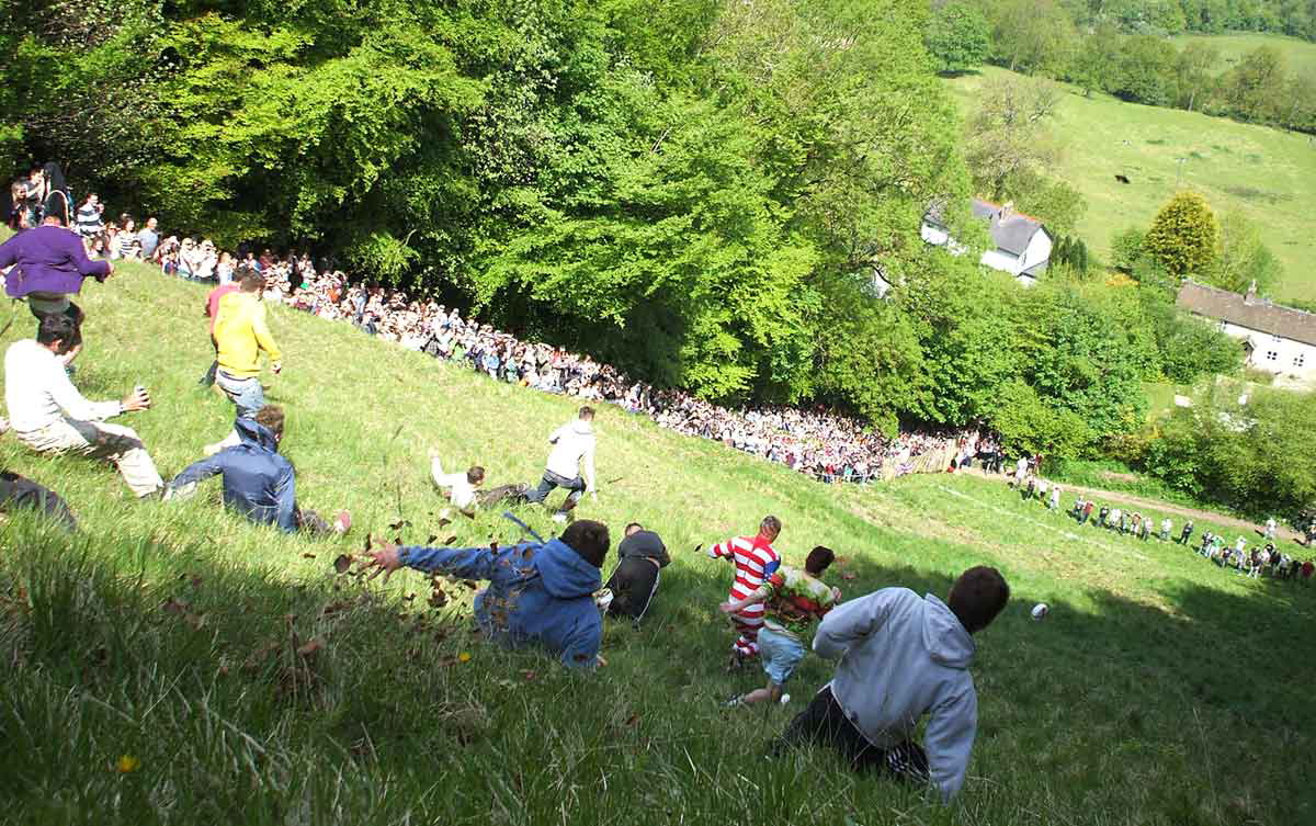 The annual Coopers Hill Cheese-Rolling and Wake (2013), via Wikimedia Commons
