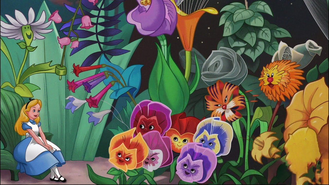 The Talking Flowers in Disney's "Alice in Wonderland," 1951. Source: Wikimedia Commons