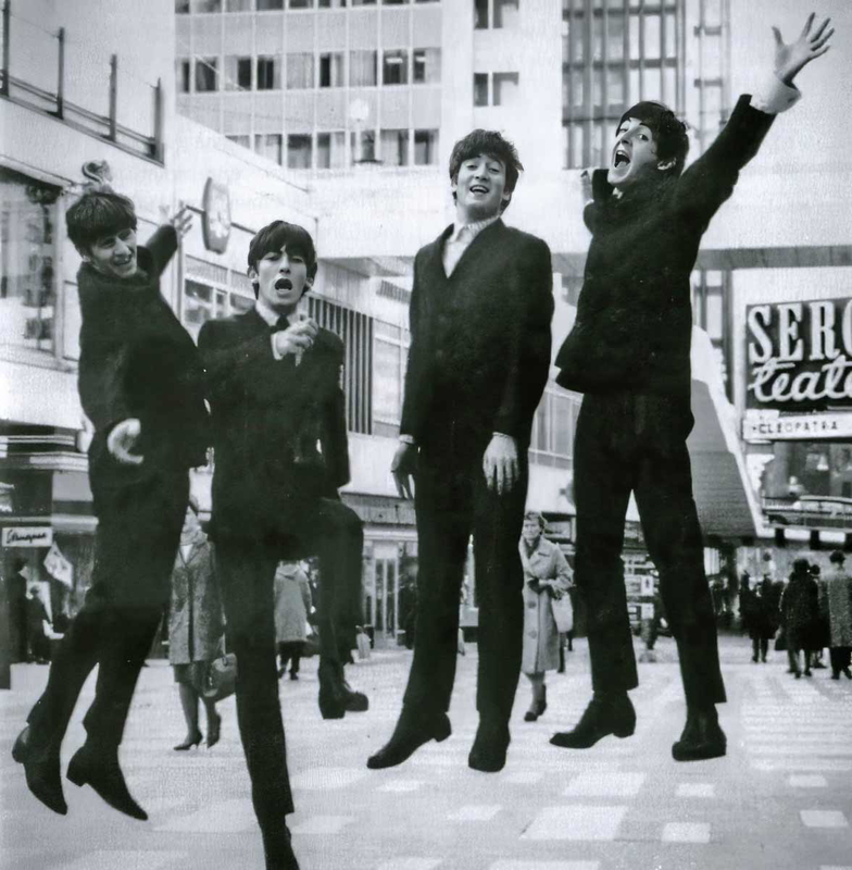 The Beatles in better times. Stockholm 1963, via Wikimedia Commons