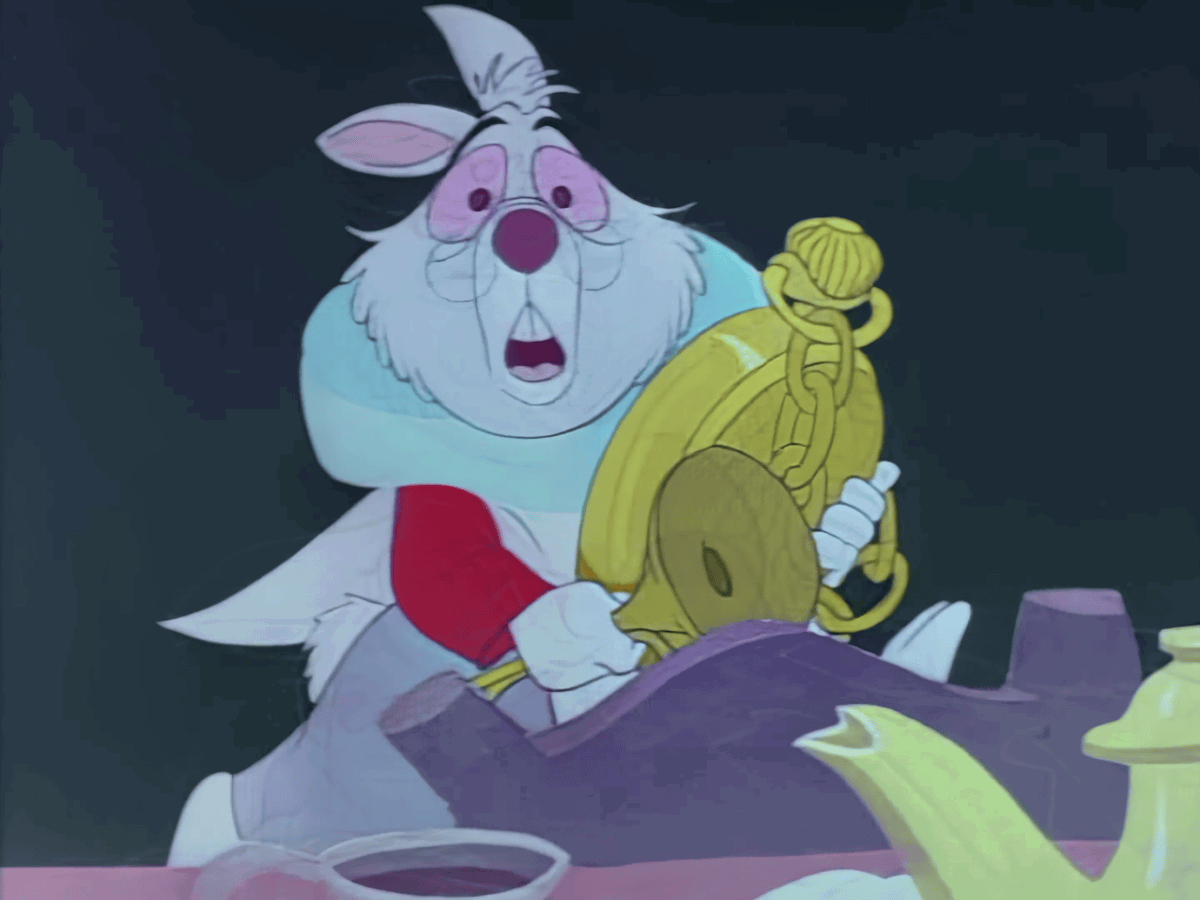 The White Rabbit from Disney's "Alice in Wonderland," 1951. Source: Wikimedia Commons