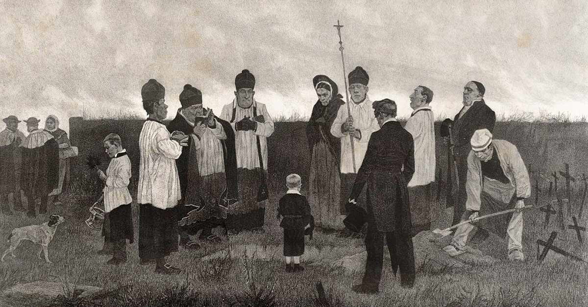 felicien rops burial in wallonia painting