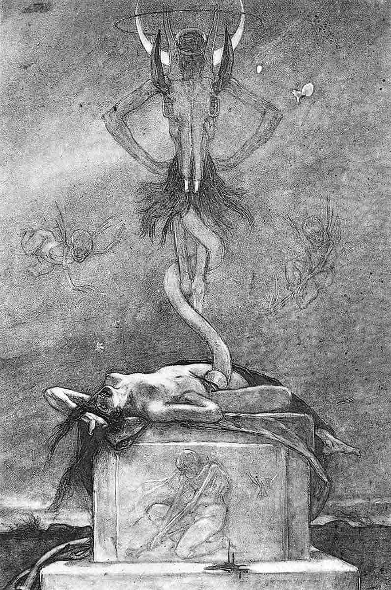 felicien rops sacrifice les sataniques etching