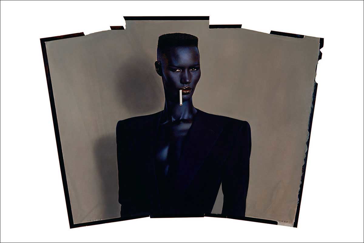 jean paul goude grace jones blue black brown 1981