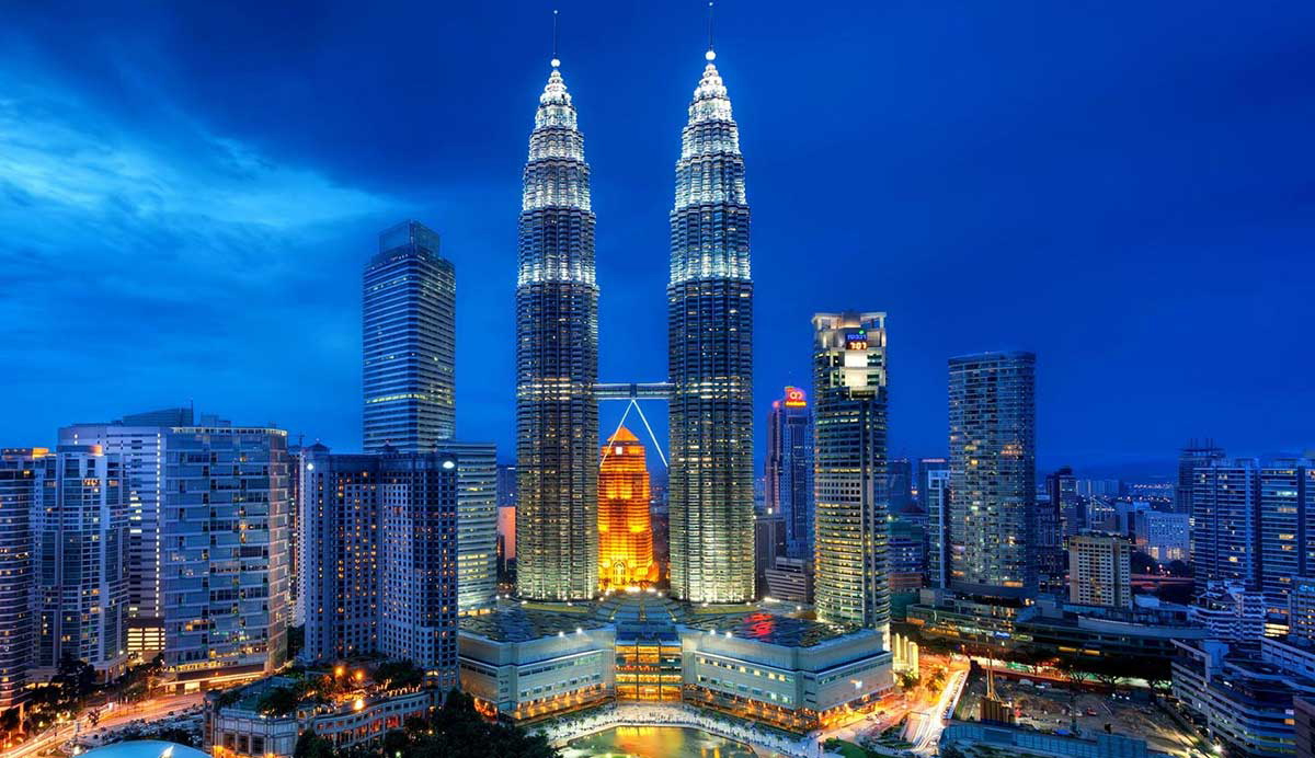 Aerial view of Malaysia at night