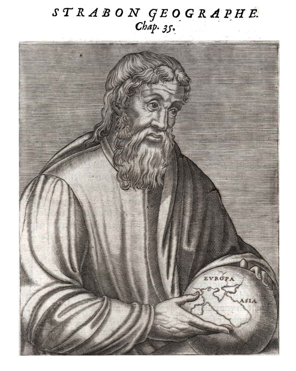 portrait engraving geographer strabo beard man