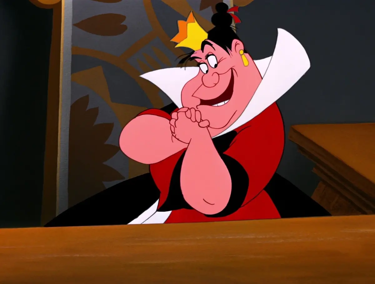 The Queen of Hearts from Disney's "Alice in Wonderland," 1951. Source: Wikimedia Commons