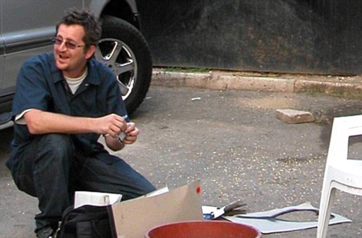 Film footage from 2004, featuring Robin Gunningham carrying out street art, who is thought to be the real Banksy