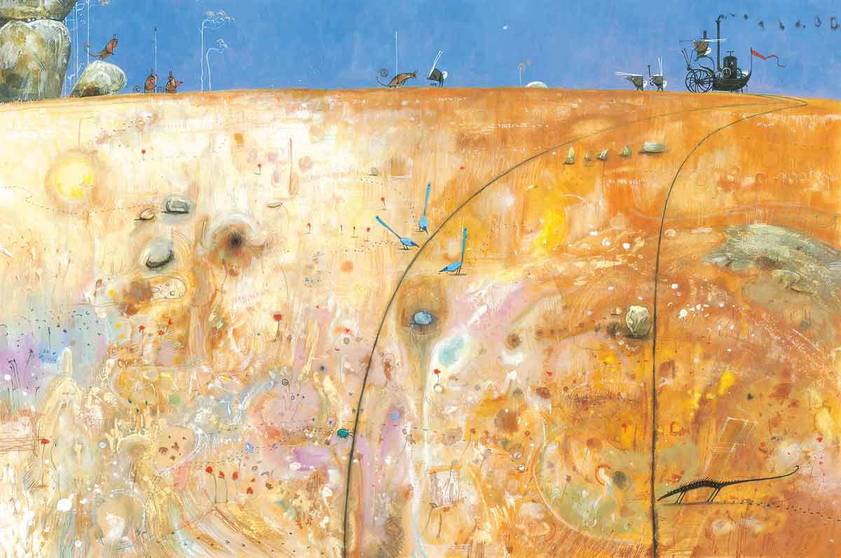 shaun tan rabbits meeting painting