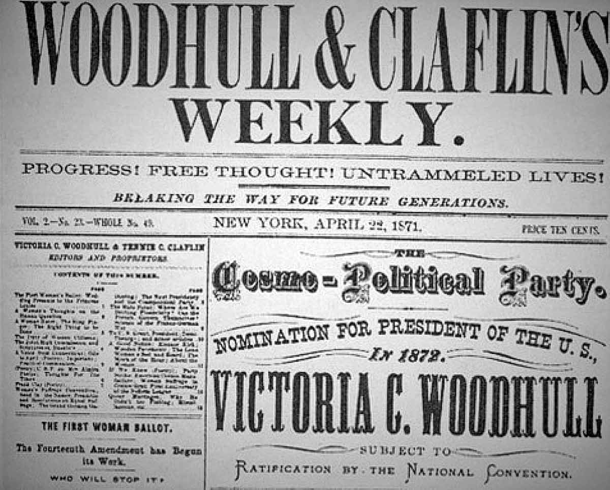 victoria woodhull claflins weekly presidential nomination