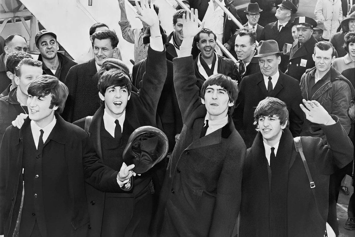 The Beatles arrive in America: John F. Kennedy Airport New York City, via Wikimedia Commons