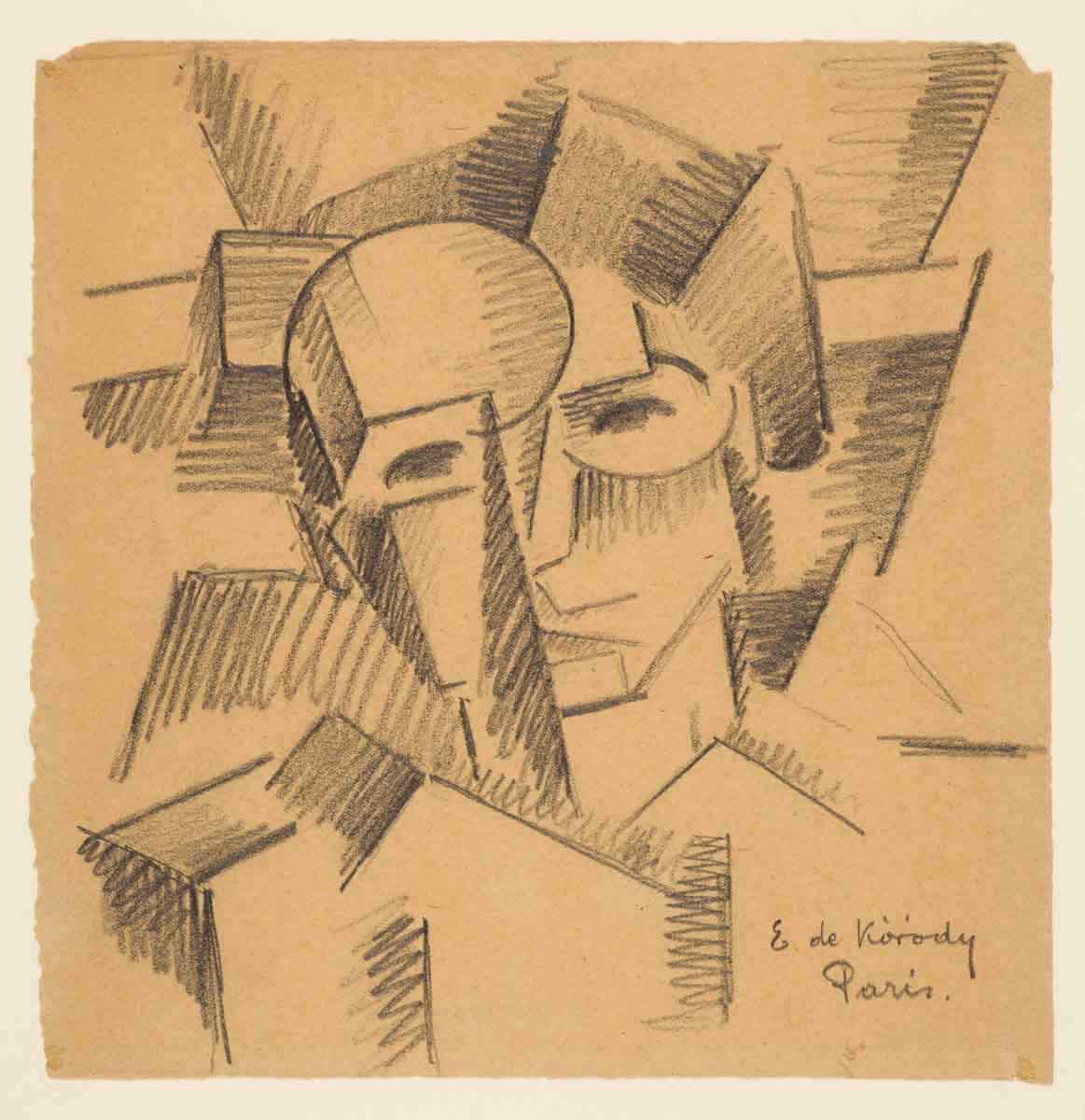 elemer de korody cubist study head 1913