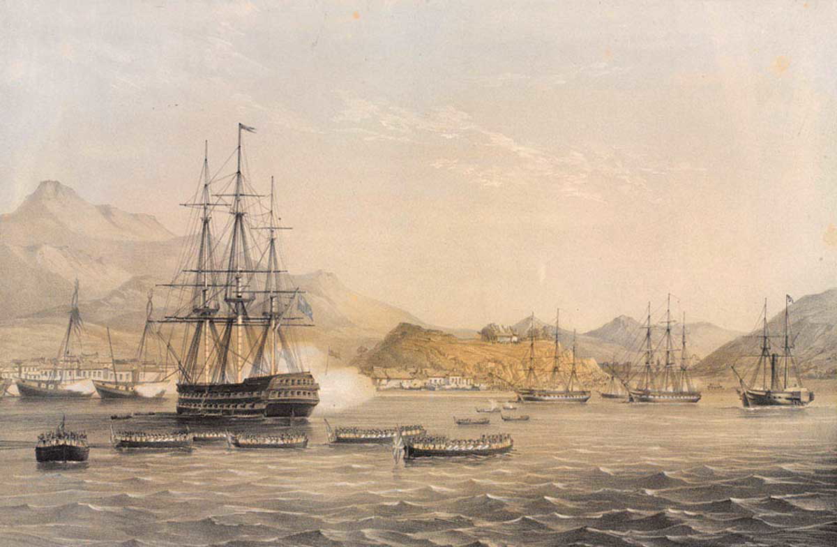 first opium war ting hai chusan island lithograph