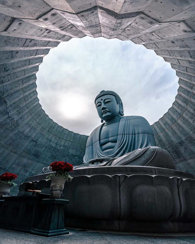 The Hill of the Buddha from the inside, by Tadao Ando, 2015