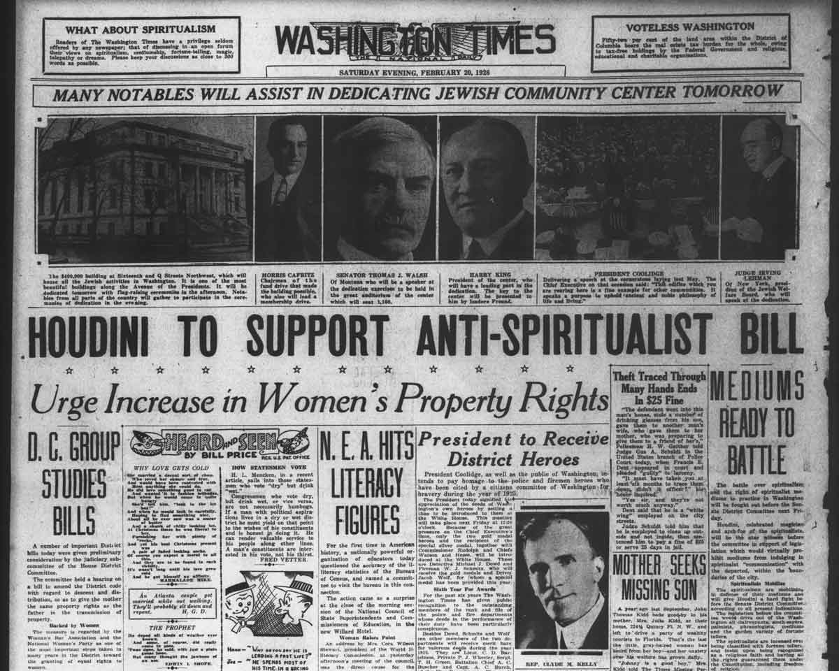 houdini supports anti spiritualism
