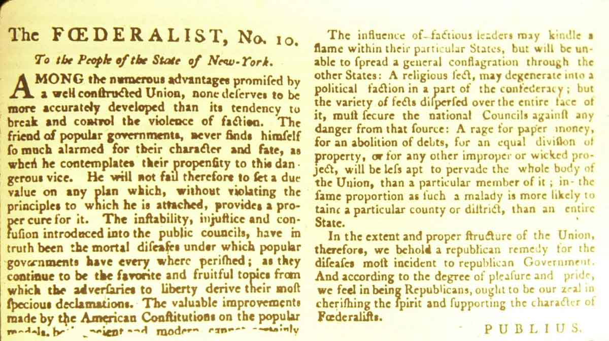james madison federalist no 10