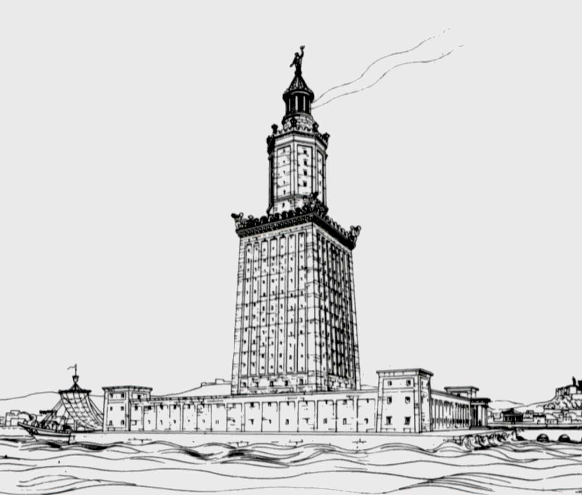 lighthouse of alexandria illustration thiersch