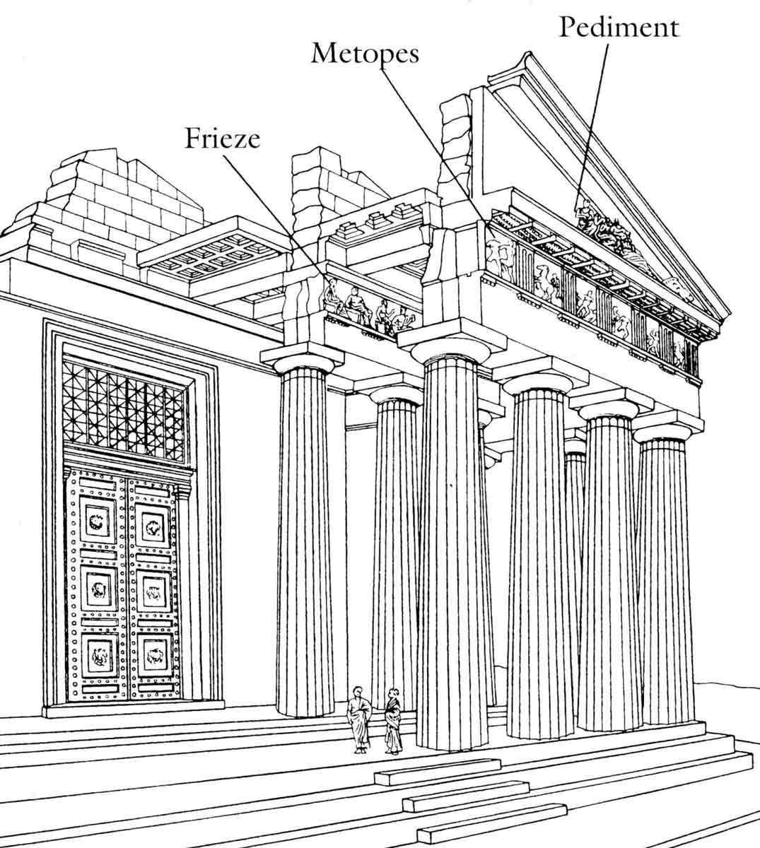 parthenon pediment metopes freize diagram