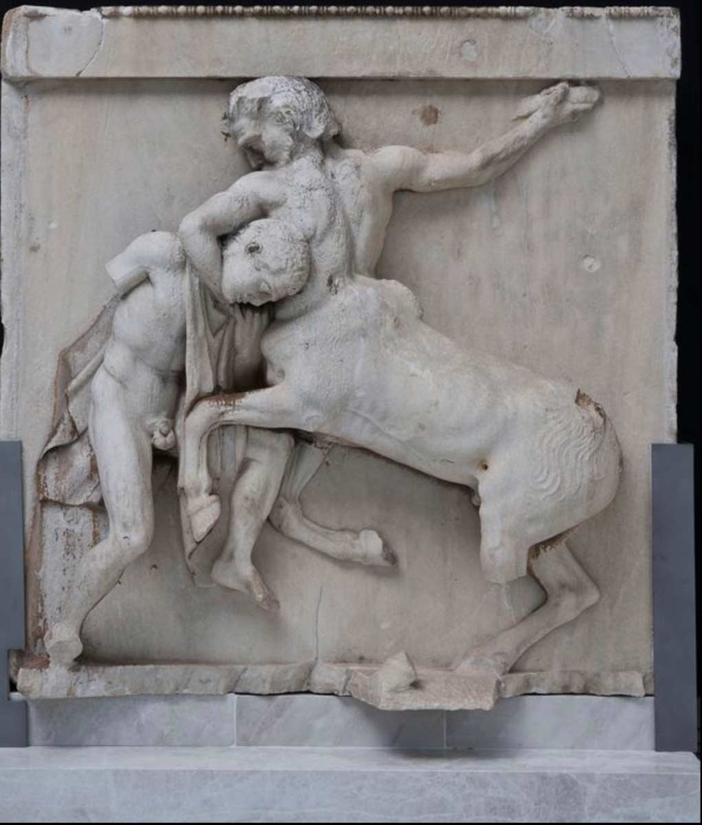parthenopn south metope centaur lapith carving