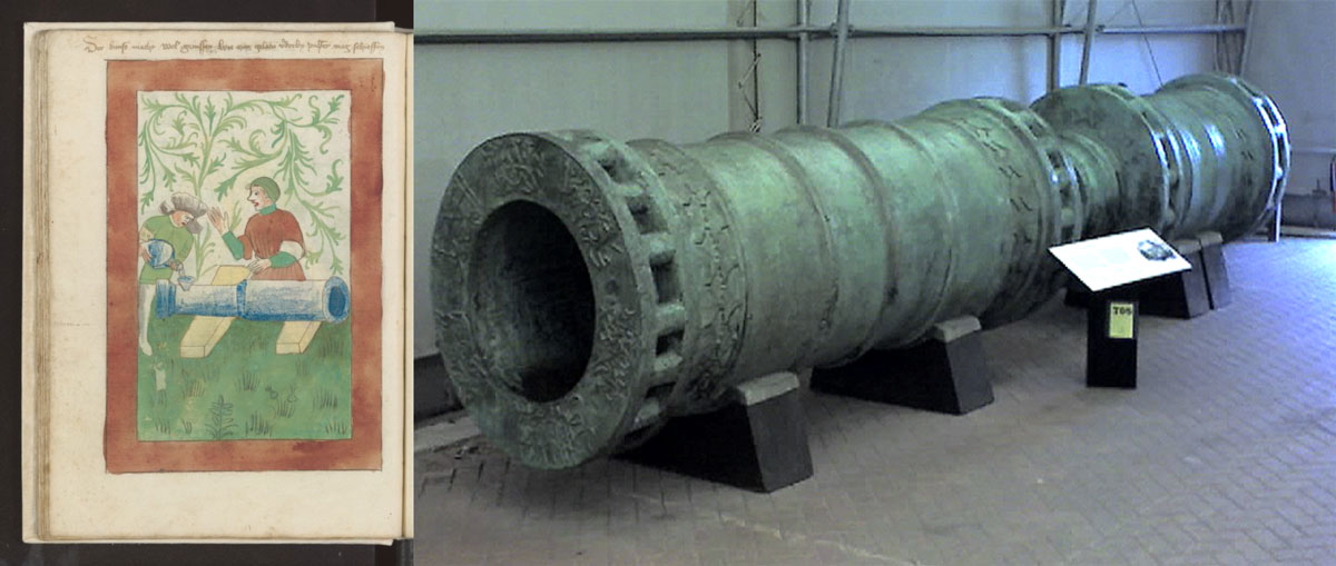 pouring priming powder into cannon