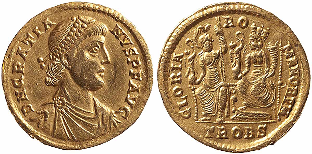 roman emperor gratian coin roma constantinopolis