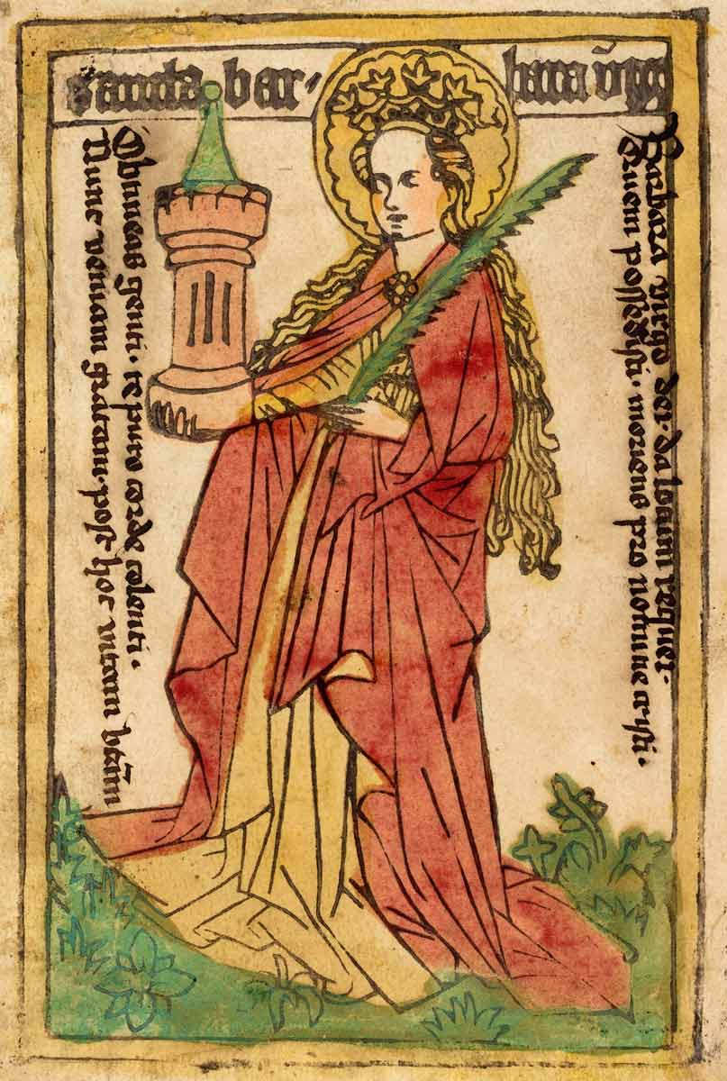 woodcut saint barbara