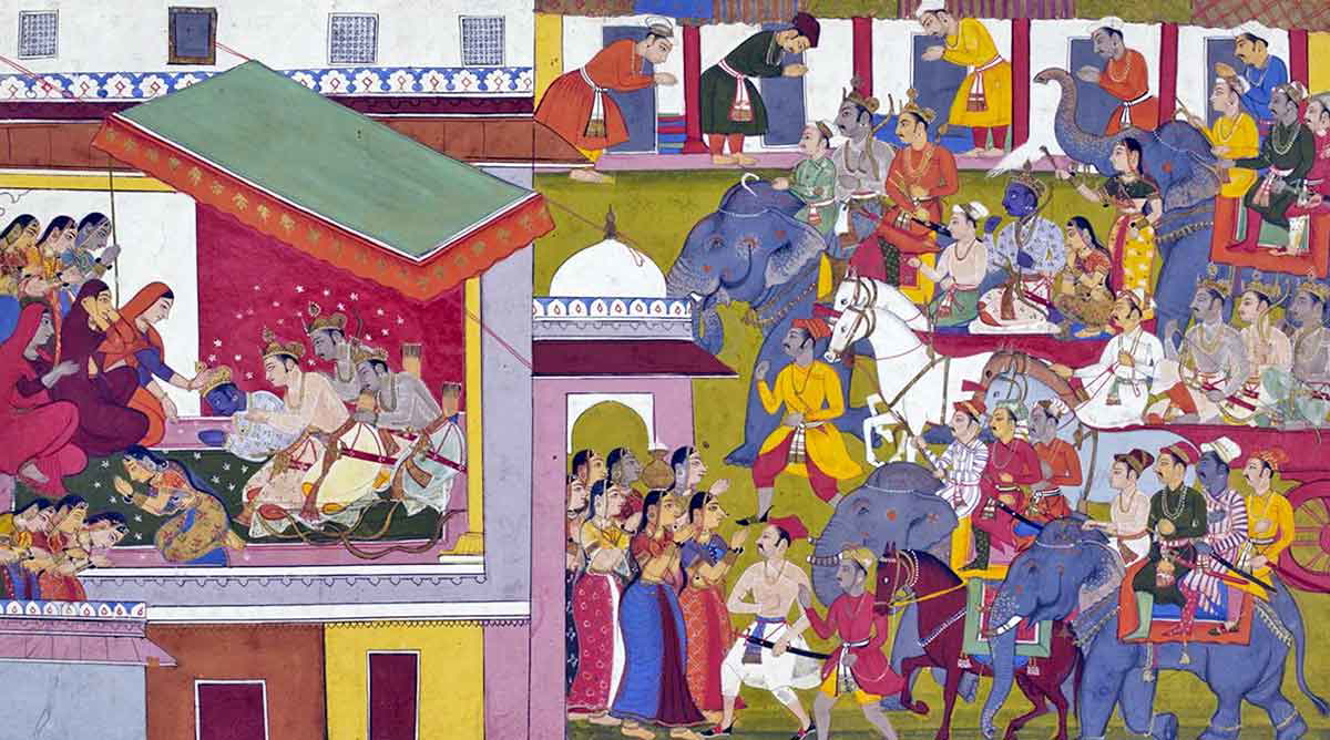Rama and Sita return to Ayodhya from Lanka, via Wikimedia Commons